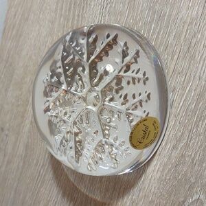 Cristal France Genuine Lead Crystal Snowflake Paperweight 3.5"